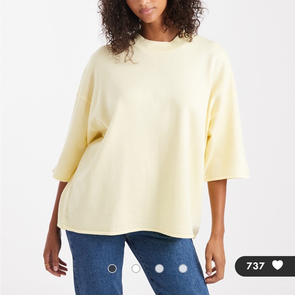 ASOS Structured Knit Drop Sleeve Boxy T shirt Shirt Sweater, Size M, Oversize